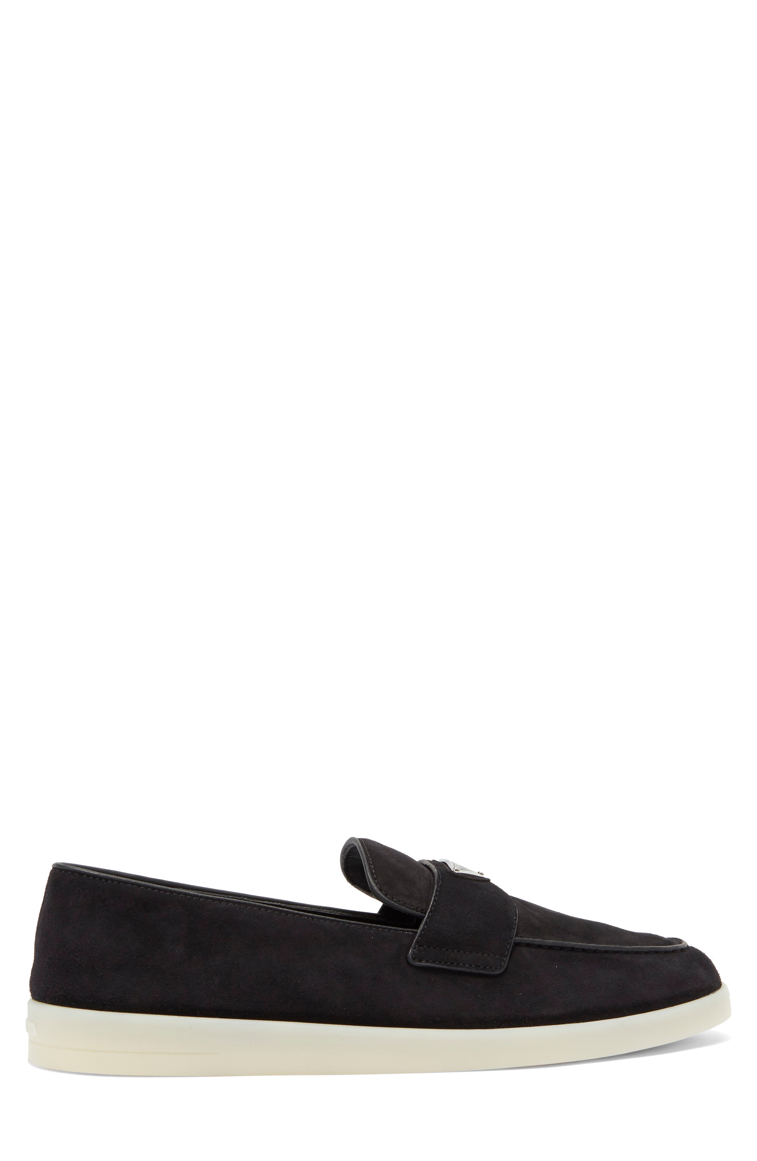 Prada Moc Toe Loafer, Alternate, color, Nero