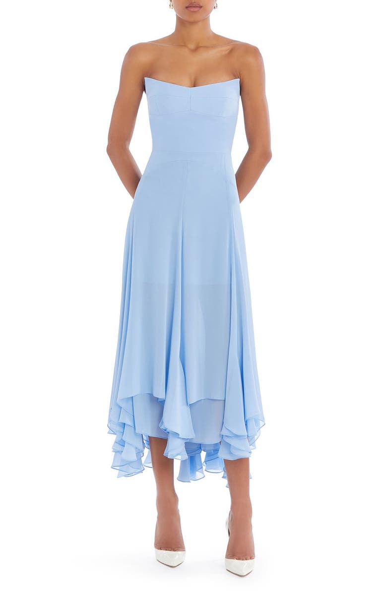 Amanda Uprichard Monterey Strapless Chiffon Handkerchief Dress, Main, color,