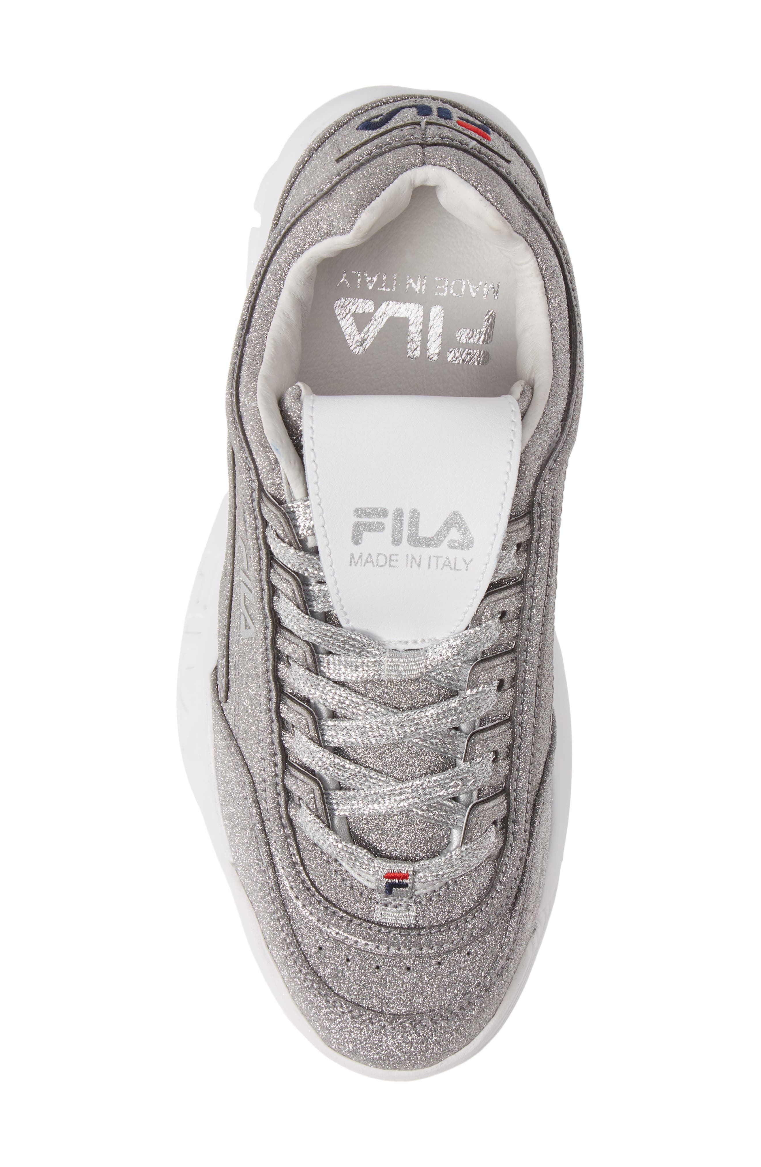 Made In Italy Disruptor 2 Glitter Sneaker, Alternate, color, SILVER/ WHITE