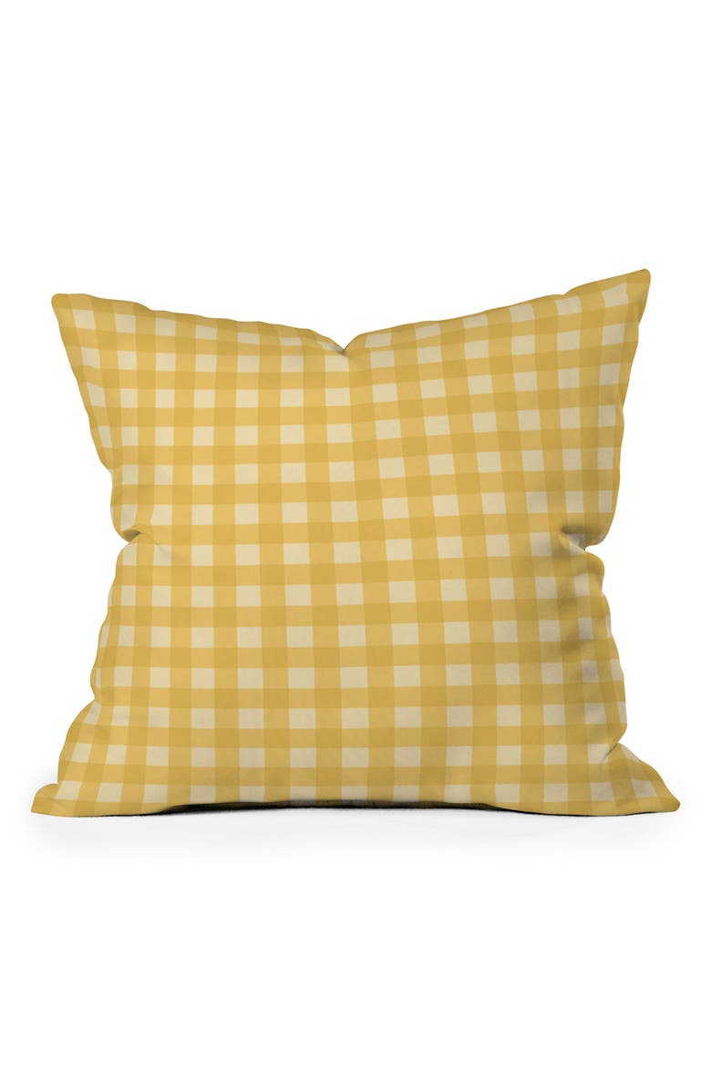 Deny Designs Colour Poems Gingham Sunshine Square Throw Pillow, Main, color, 