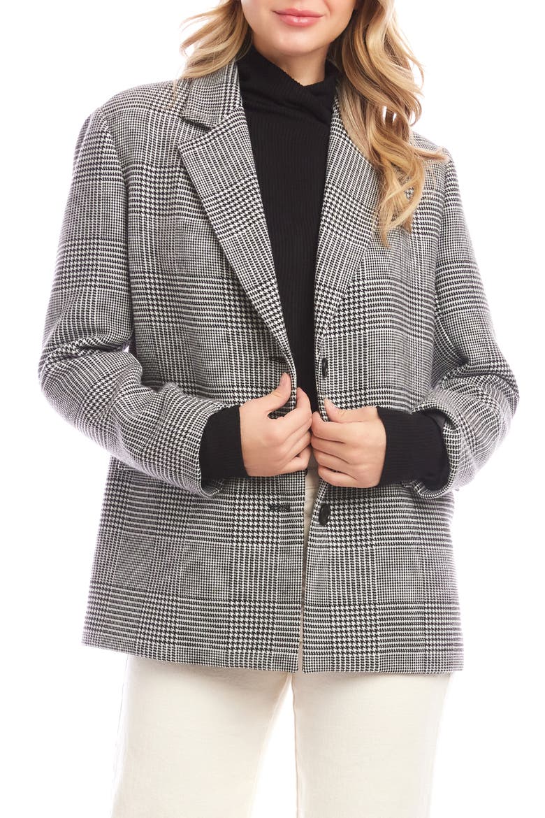Houndstooth Blazer, Main, color, BLACK OFF WHITE