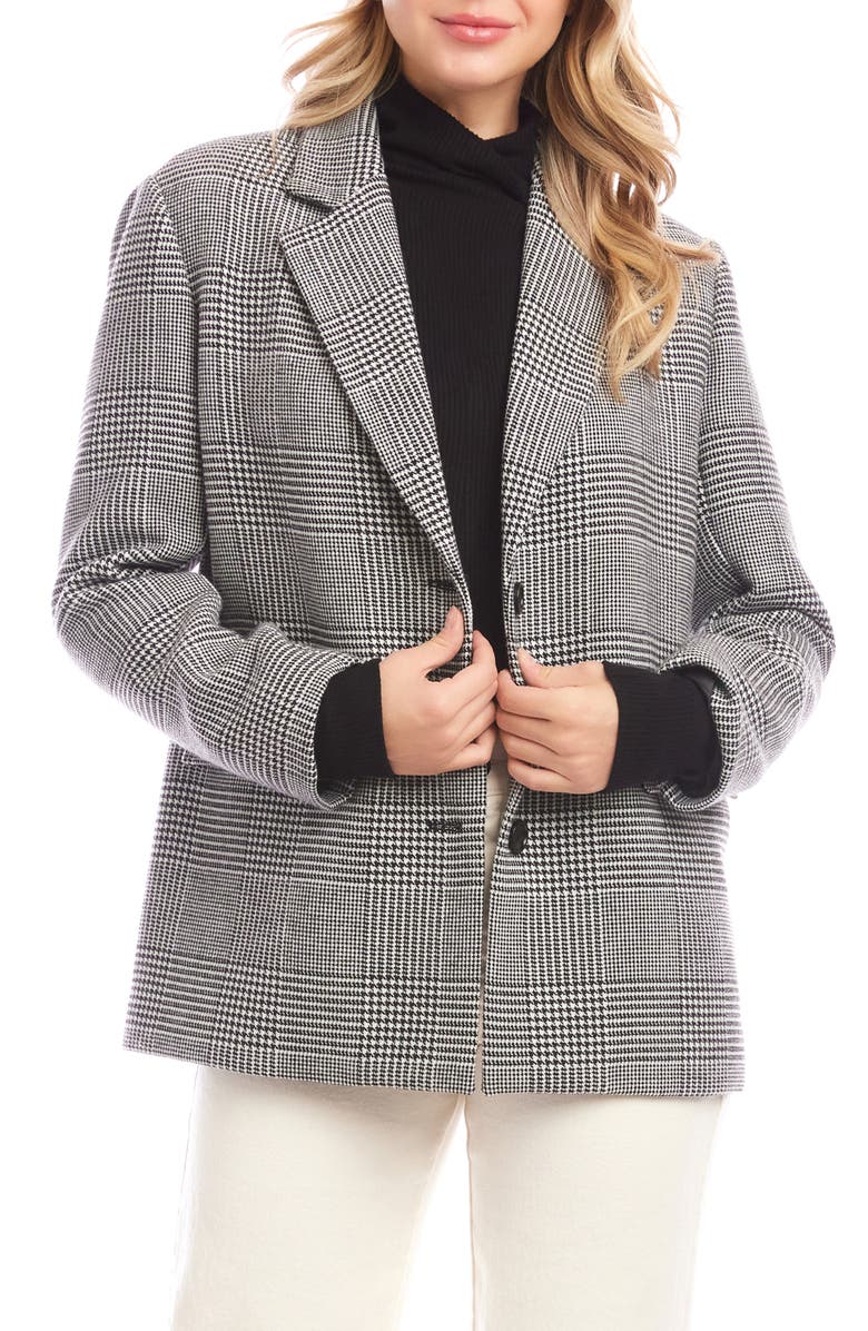 Karen Kane Houndstooth Blazer, Main, color, Black Off White