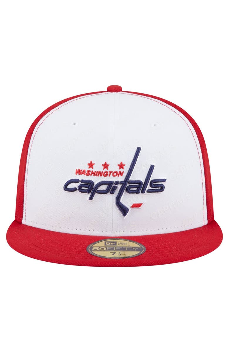 New Era Men's New Era White/Red Washington Capitals Repeat Two-Tone 59FIFTY Fitted Hat, Alternate, color, White