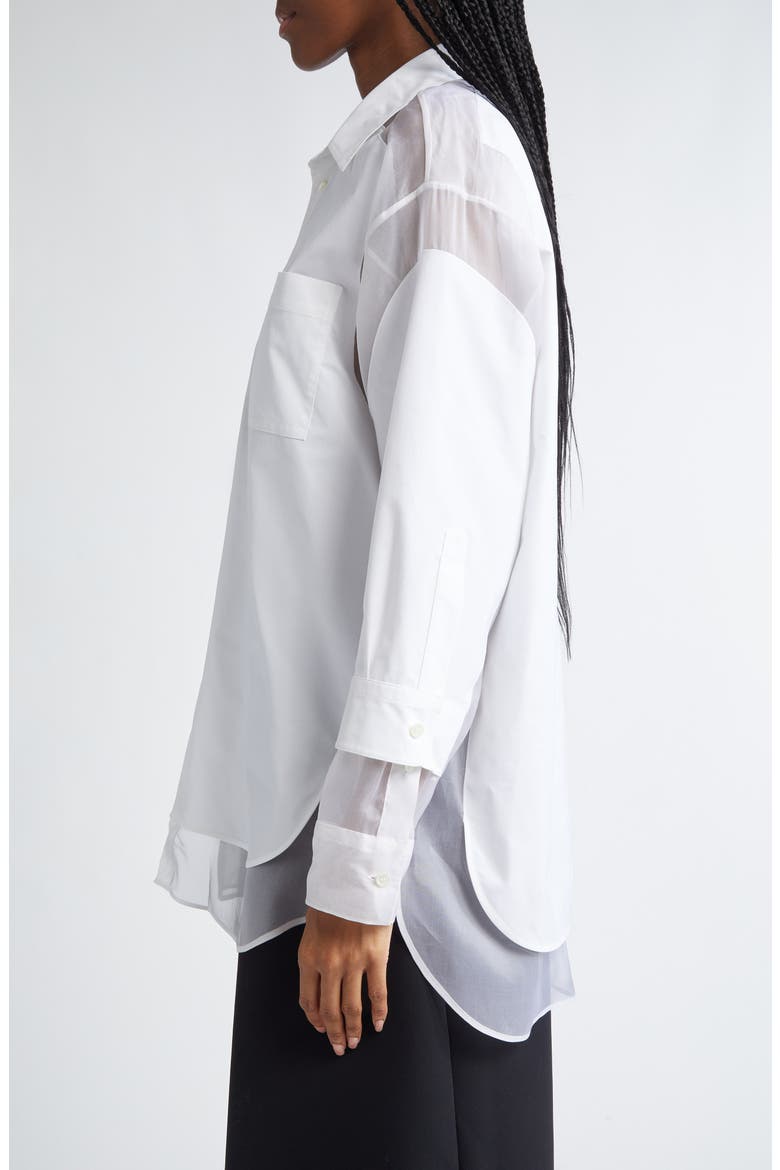 The Petit Grand Mixed Media Button-Up Shirt, Alternate, color, WHITE