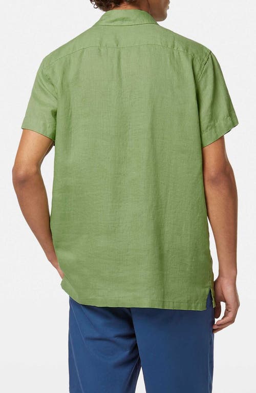 Scotch & Soda Short Sleeve Linen Button-up Shirt In Pistachio