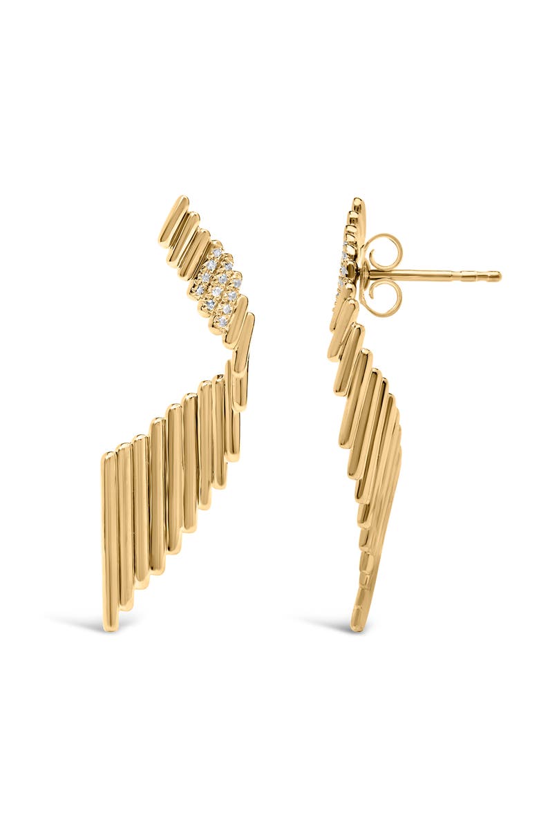 Haus of Brilliance 14K Yellow Gold Plated Silver Sculpted Diamond Accent Drop Earrings, Alternate, color, Yellow