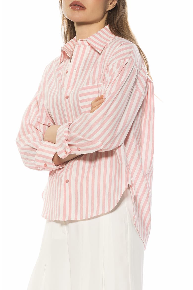 Tammi Oversize Button-Up Shirt, Alternate, color, PINK STRIPE