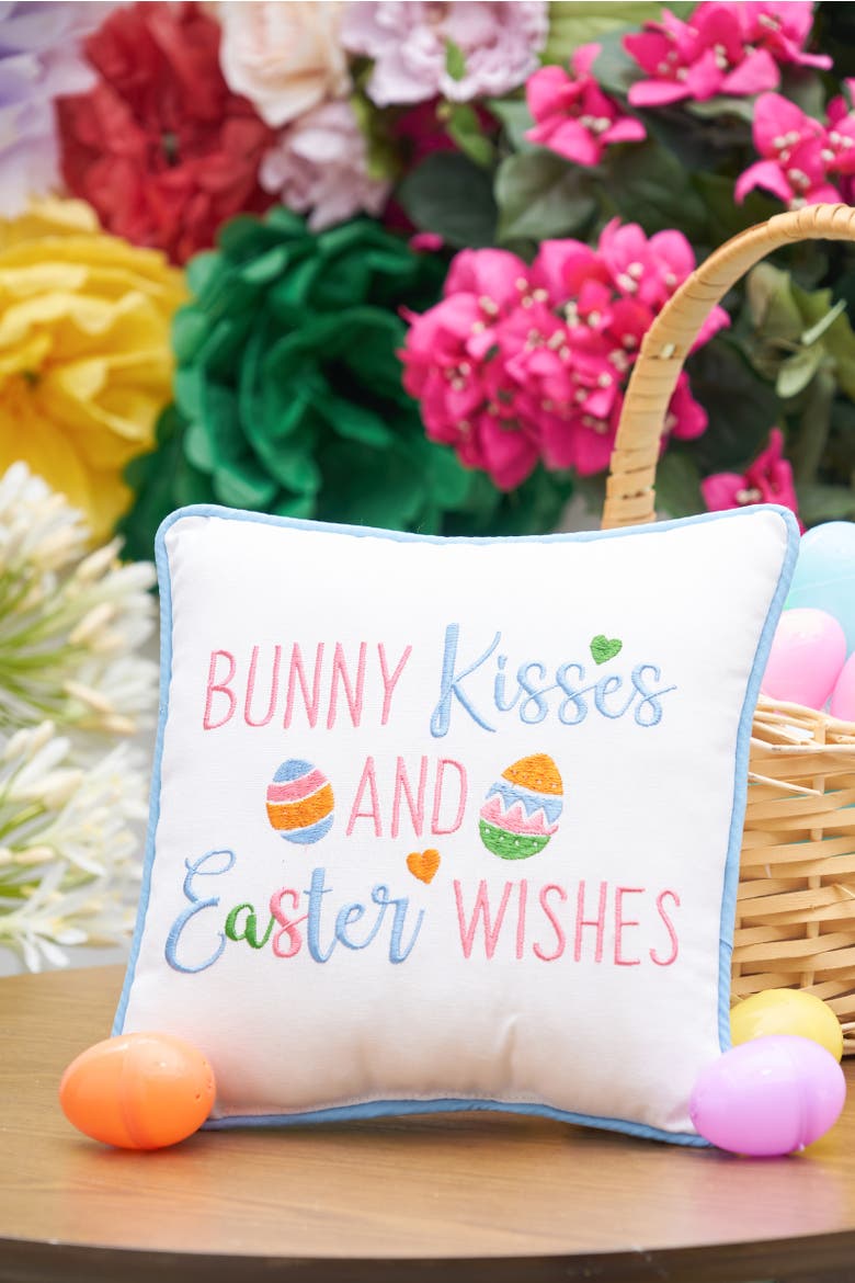 Bunny Kisses Easter Pillow, Alternate, color, White