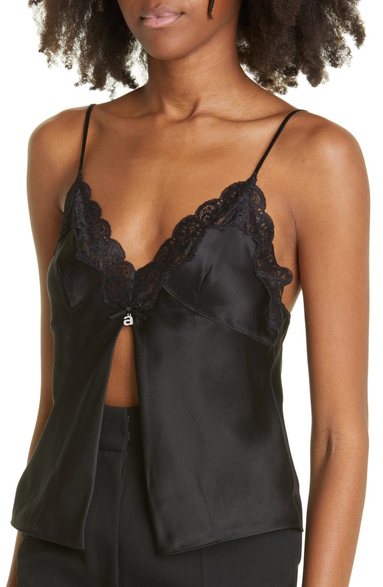 Alexander Wang Lace Trim Silk Charmeuse Butterfly Camisole, Alternate, color, 