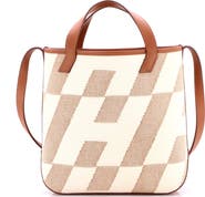 Pre-Owned Hermes Cabas H en Biais Tote Canvas with Leather 27