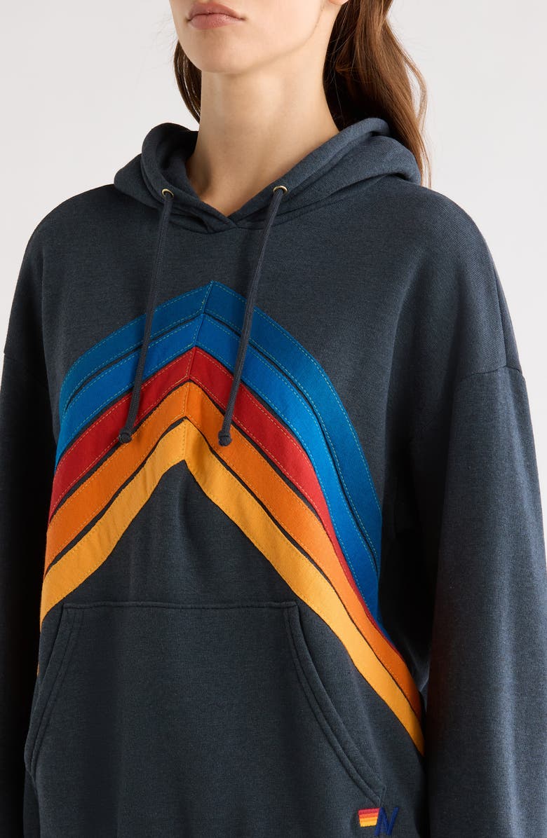 Aviator Nation Mountain Stitch Chevron Hoodie, Alternate, color, Charcoal
