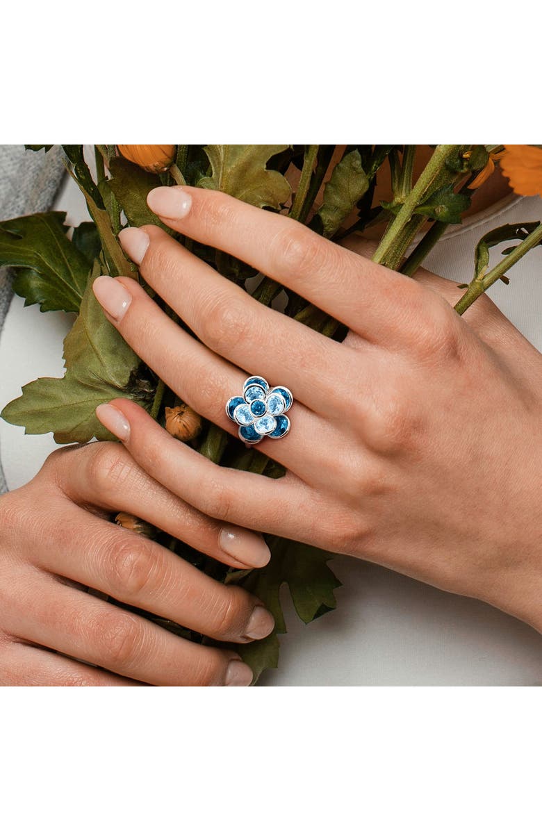 DELMAR London Blue Topaz Flower Ring, Alternate, color, Blue