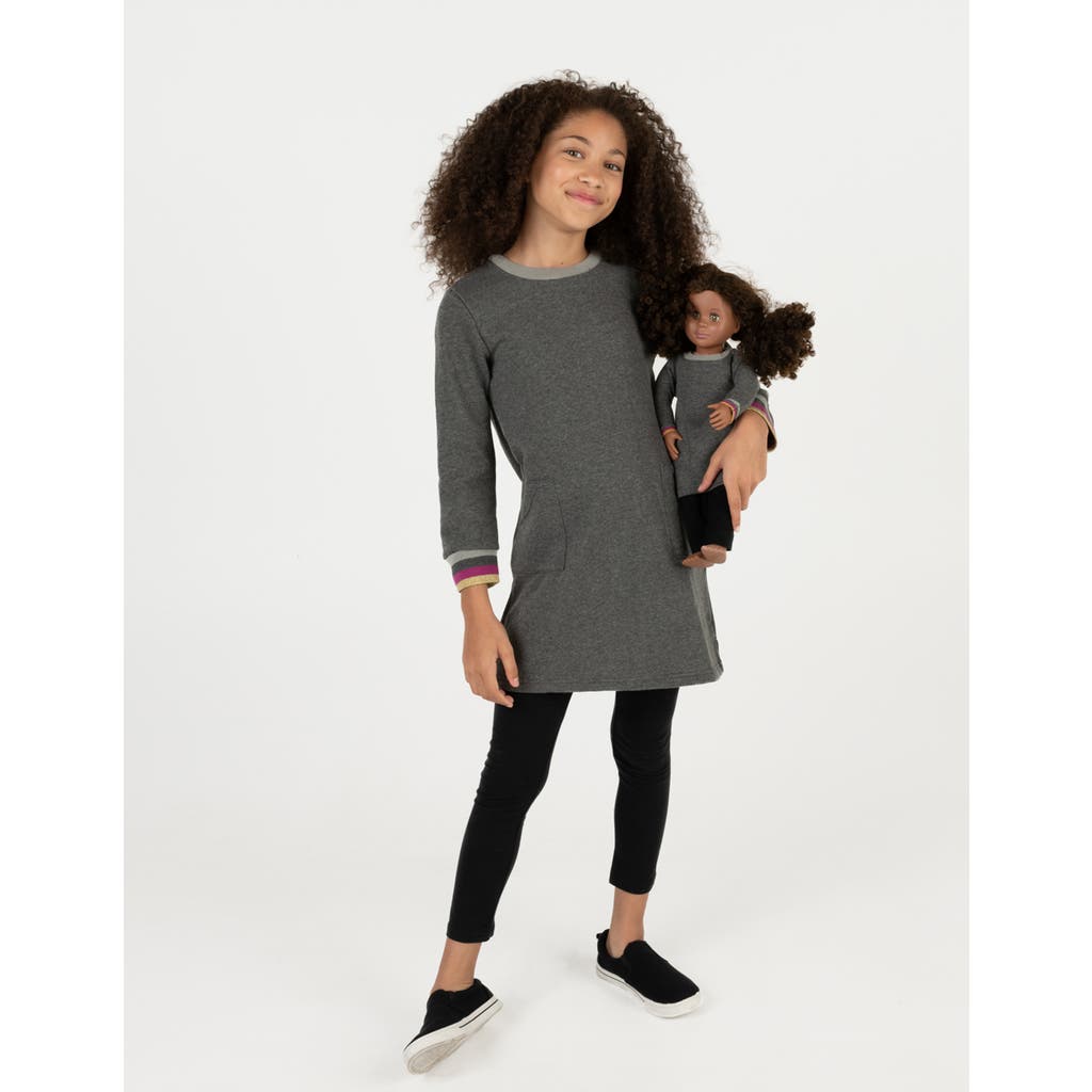 Leveret Girls Sweatshirt Dress With Matching Doll Dress In Gray
