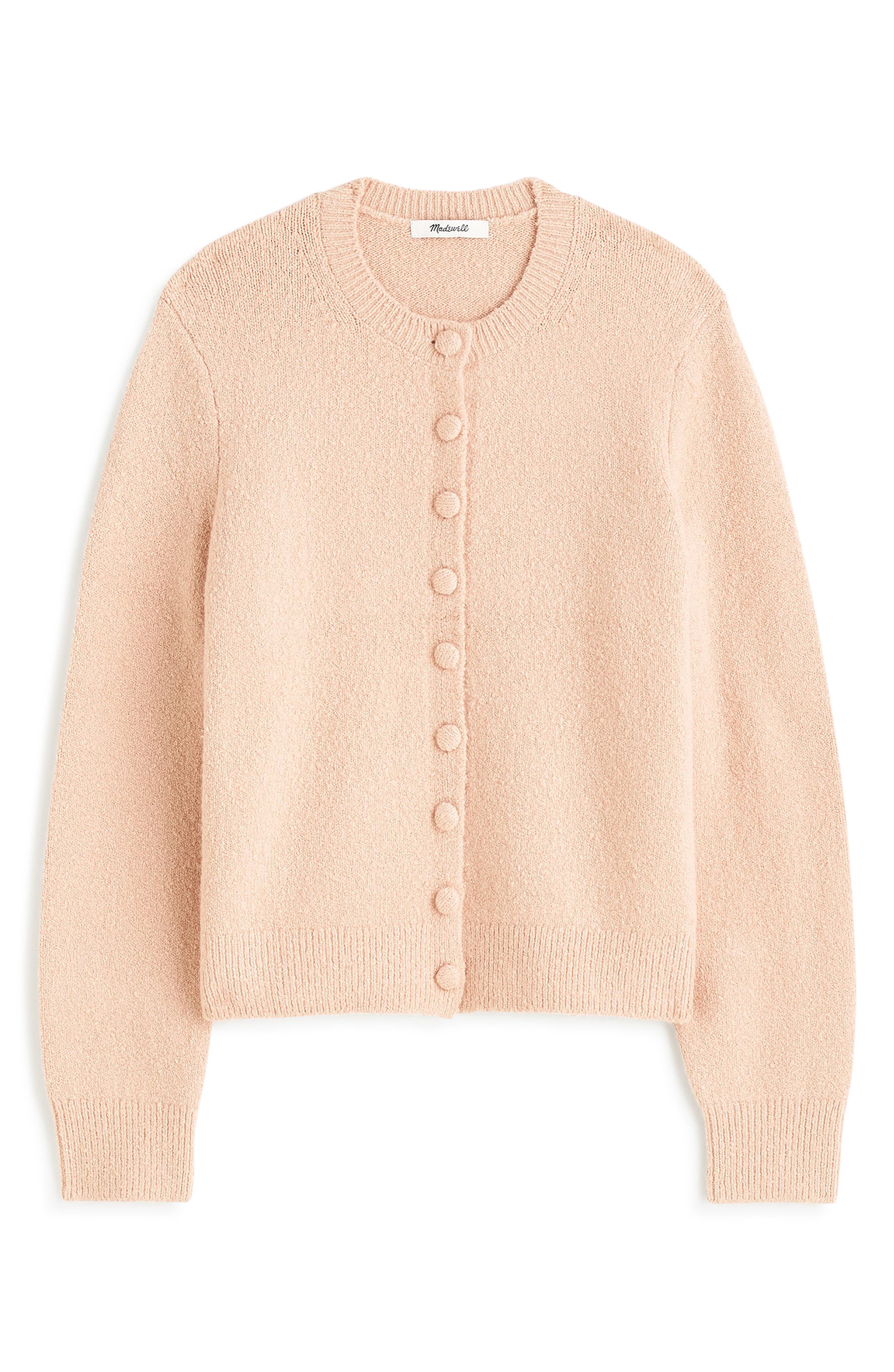 Madewell Shrunken Cotton Blend Cardigan in Heather Blush Pink 