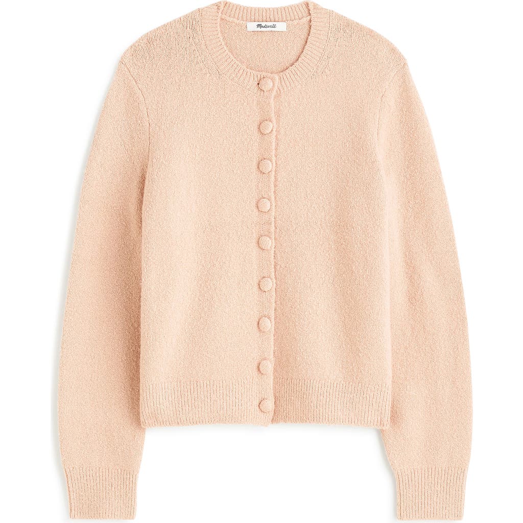 Madewell Shrunken Cotton Blend Cardigan in Heather Blush Pink