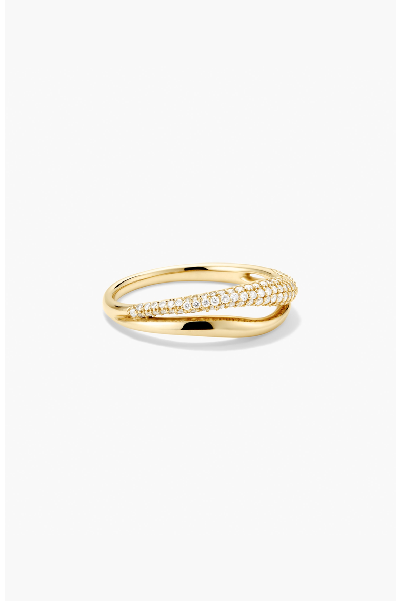 Open Dôme Pavé Ring, Main, color, Yellow Salmon Gold