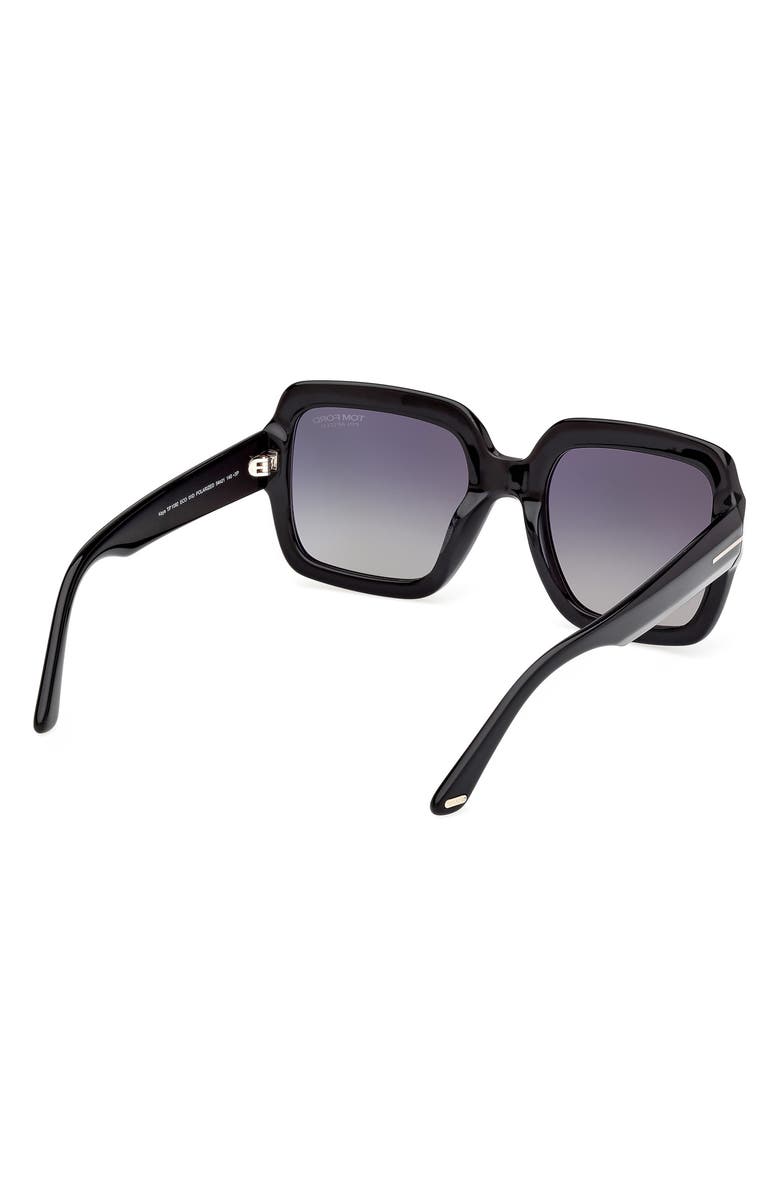 TOM FORD Kaya 54mm Polarized Gradient Square Sunglasses, Alternate, color, Shiny Black/ Eco/ Polar