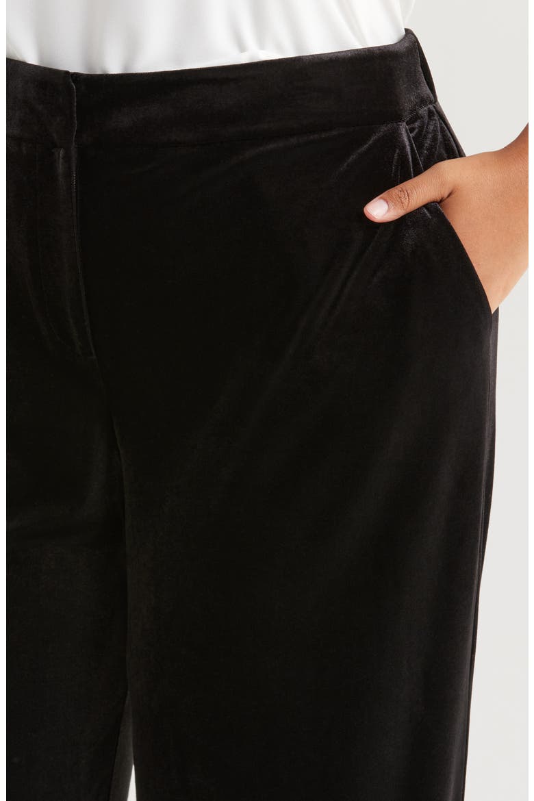 Velvet Wide Leg Pants, Alternate, color, BLACK