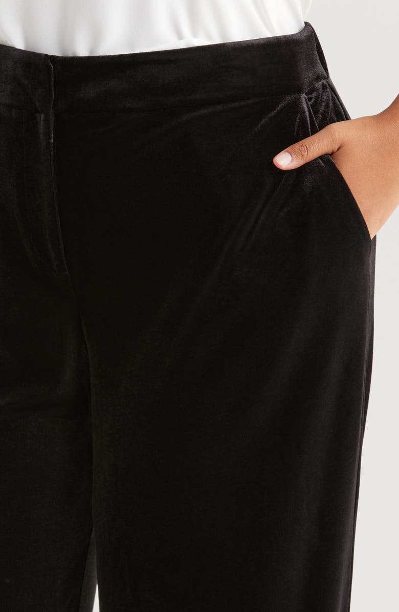 Tahari ASL Velvet Wide Leg Pants, Alternate, color, Black