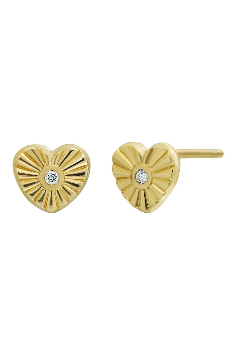 Diamond Heart Stud Earrings (Nordstrom Exclusive), Main, color, 18KY