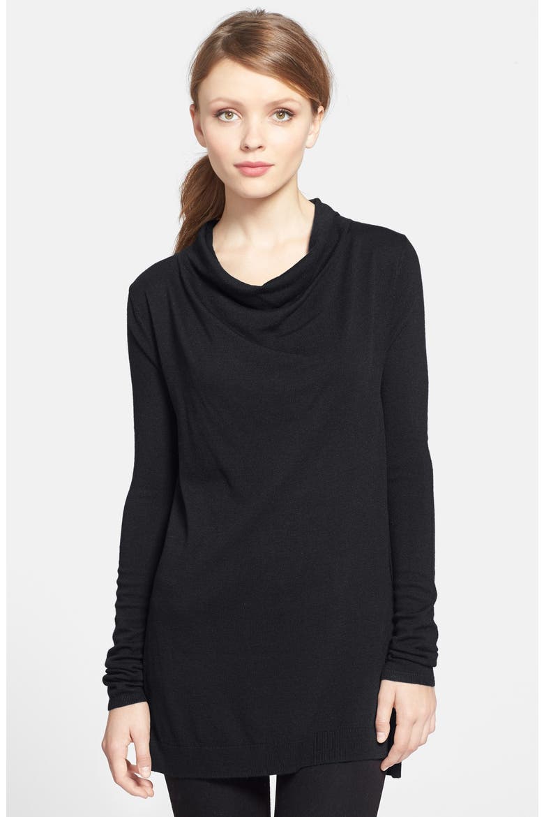 Drape Neck Sweater, Main, color, BLACK