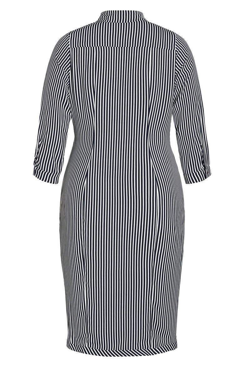 Twisted Stripe Long Sleeve Shirtdress, Alternate, color, NAVY/ WHITE