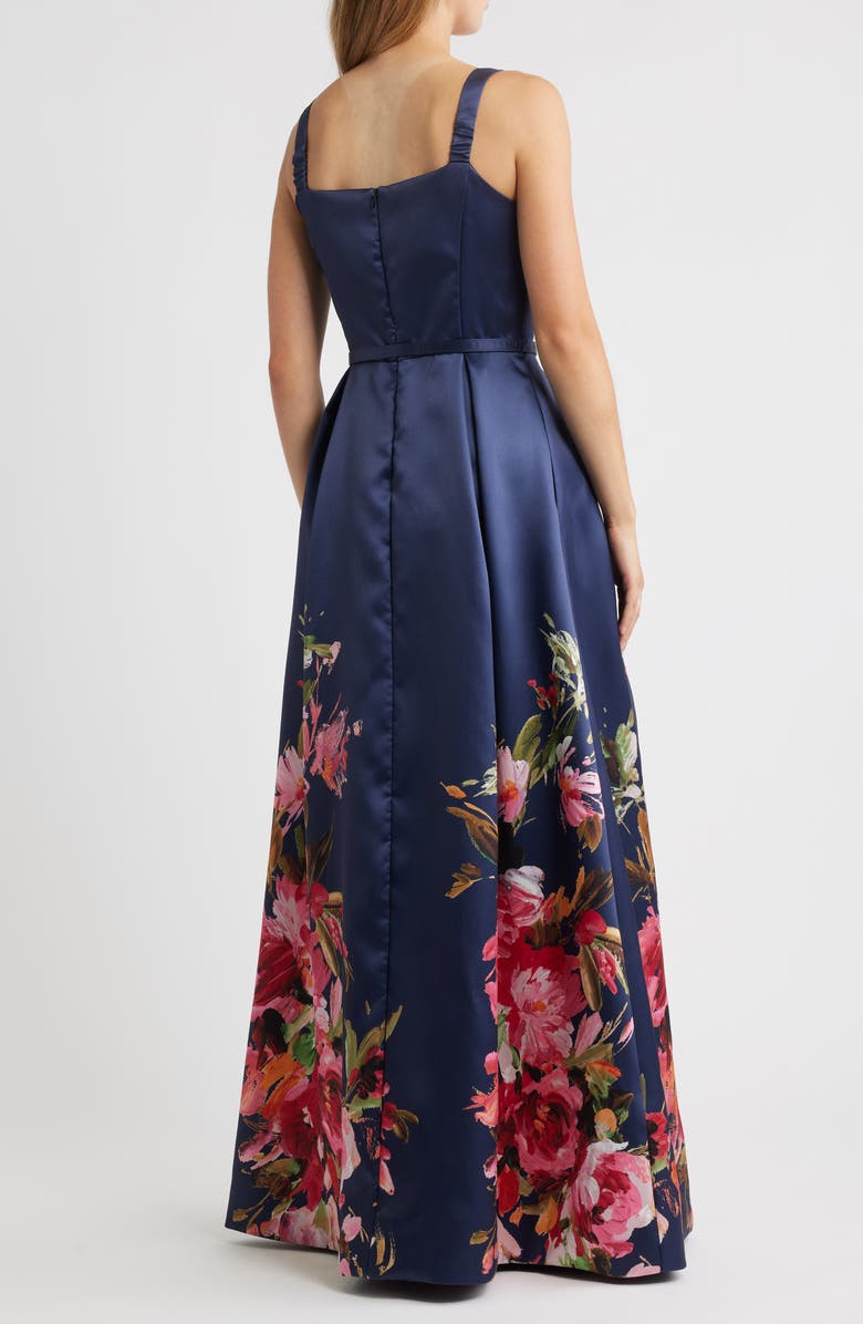 Julia Jordan Belted Mikado Ballgown, Alternate, color, Navy
