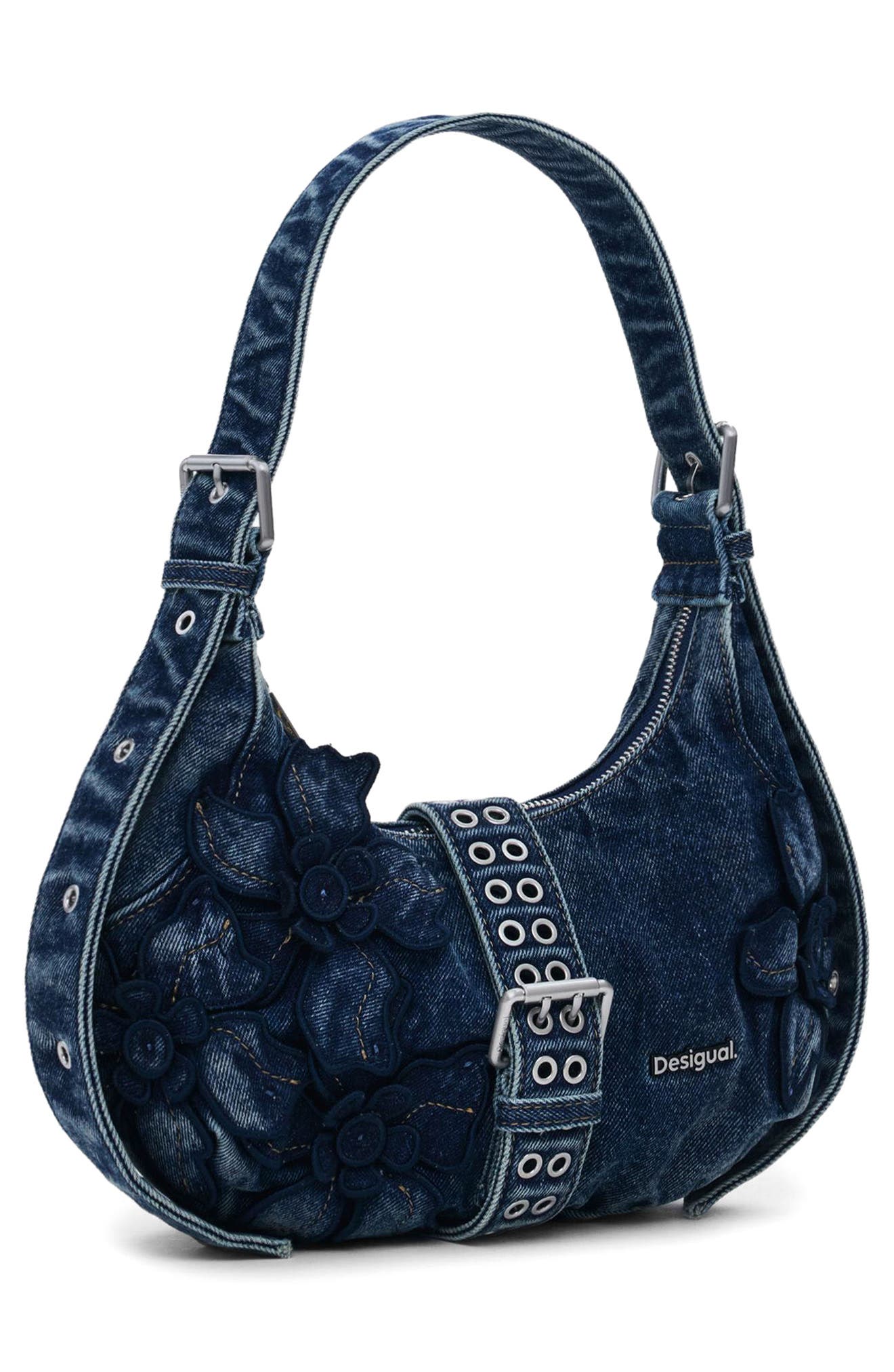 Desigual Floral Shoulder Bag, Alternate, color, Blue