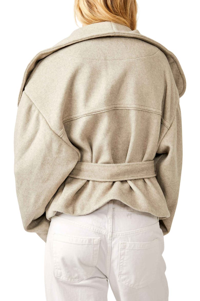 Mina Tie Belt Jacket, Alternate, color, HEATHERED COFFEE