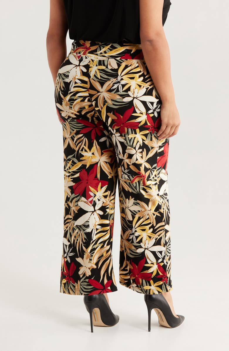 Anne Klein Floral High Waist Pull-On Wide Leg Pants, Alternate, color, 