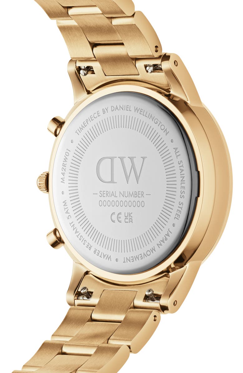 Daniel Wellington Iconic Link Chronograph Bracelet Watch, 42mm, Alternate, color, Gold