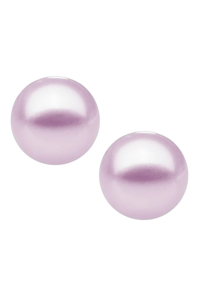 Sterling Silver & Cultured Pearl Earrings, Alternate, color, PURPLE