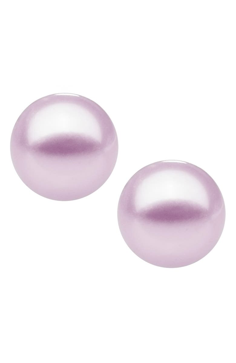 Mignonette Sterling Silver & Cultured Pearl Earrings, Alternate, color, Purple