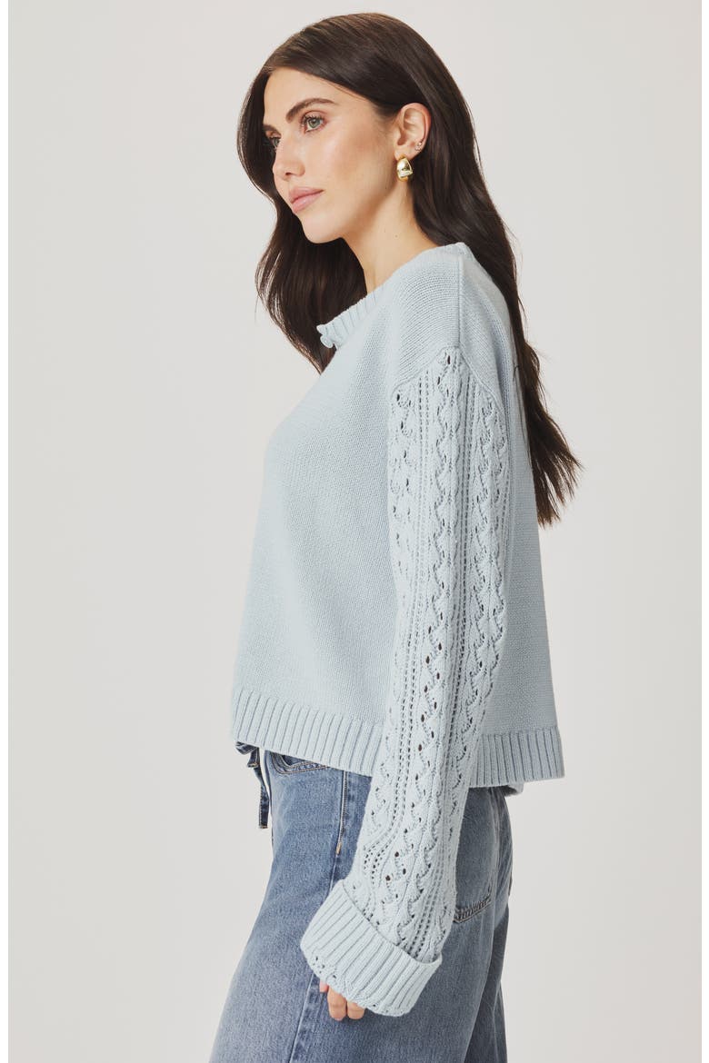 Gracie Cable Stitch Sleeve Cardigan, Alternate, color, COUNTRY AIR BLUE