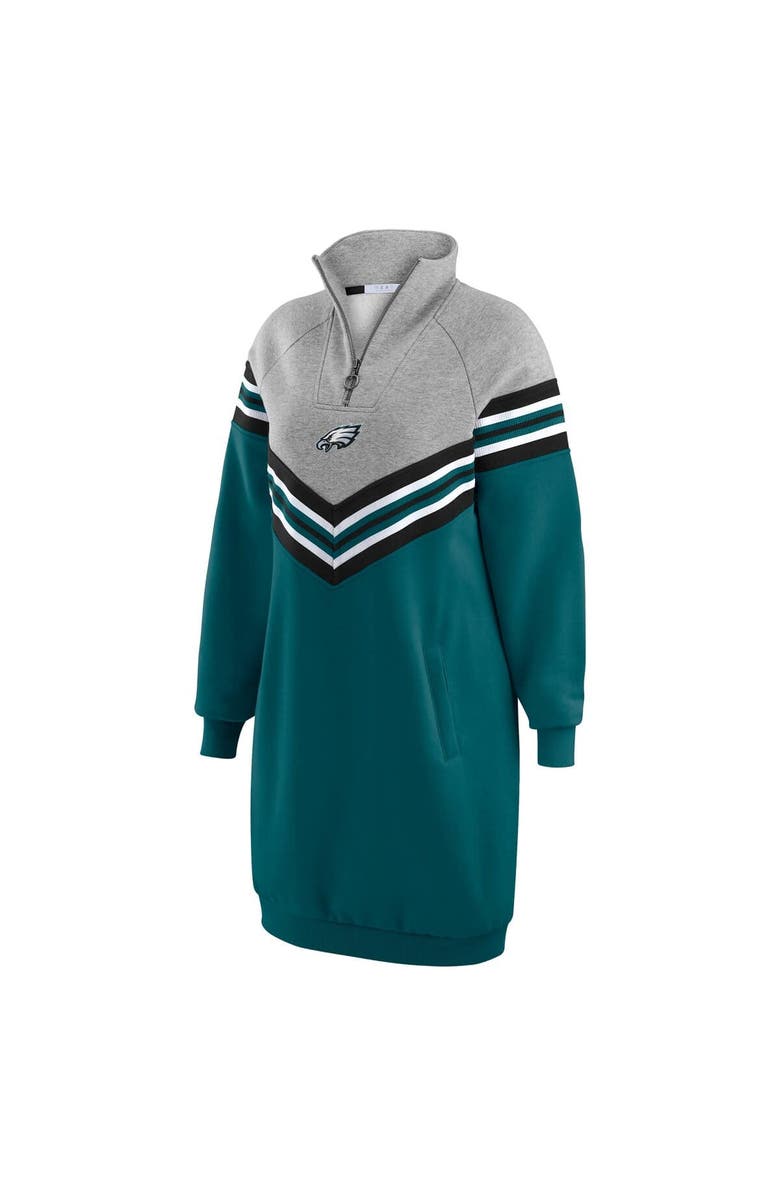 WEAR by Erin Andrews Women's WEAR by Erin Andrews Midnight Green/Heather Gray Philadelphia Eagles Chevron Stripe Dress, Alternate, color,