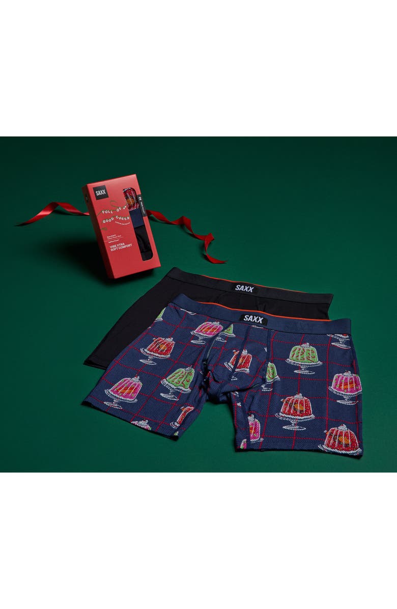 SAXX Vibe Xtra Assorted 2-Pack Boxer Briefs, Alternate, color, Bells/ Red Black