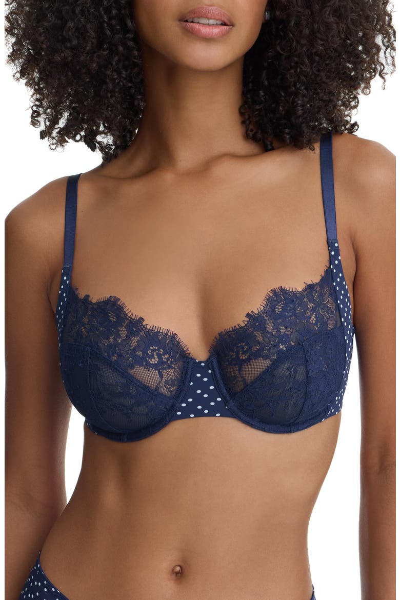 Entice Lace Full Coverage Underwire Bra, Main, color, Nocturnal Polka Dot
