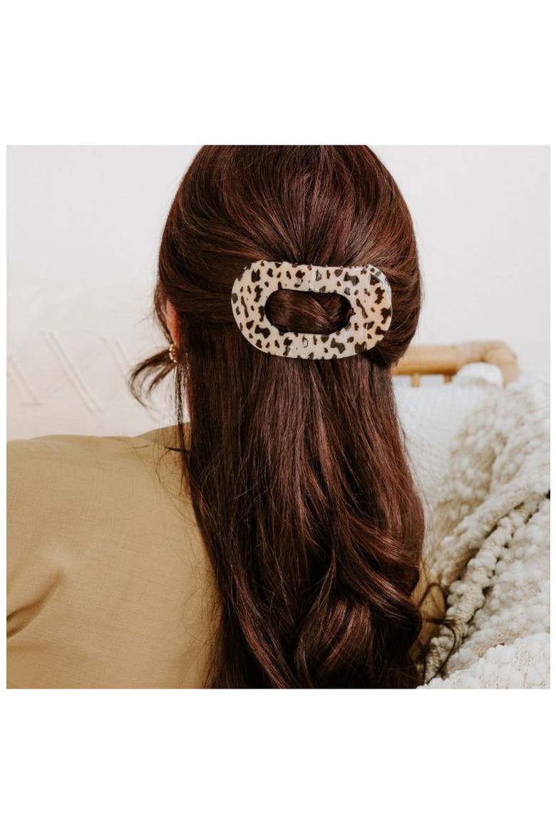 Large Flat Round Hair Clip, Alternate, color, BLONDE TORTOISE