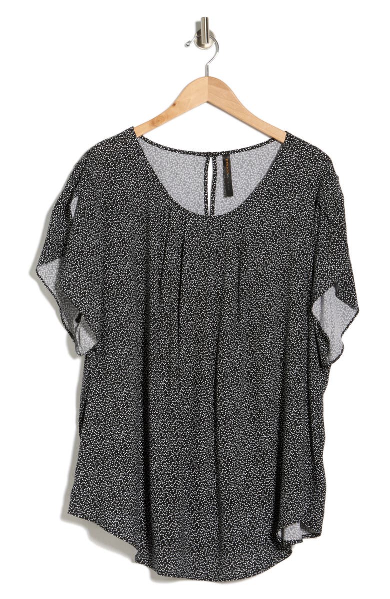 Renee C Dot Print Short Sleeve Top, Alternate, color, Black