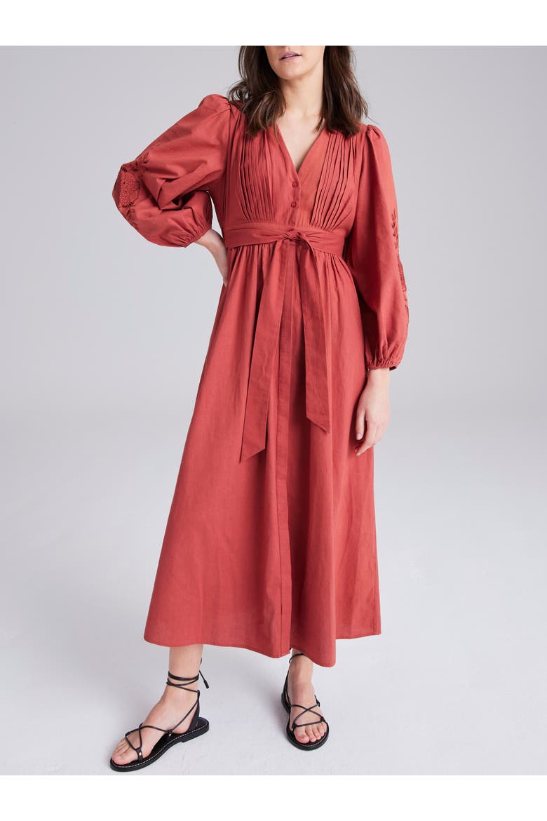 Carla Embroidered Dress, Main, color, Rust