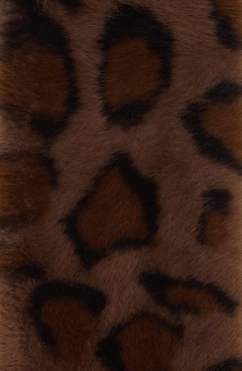 La Fiorentina Animal Print Faux Fur Pull-Through Scarf, Alternate, color, Brown