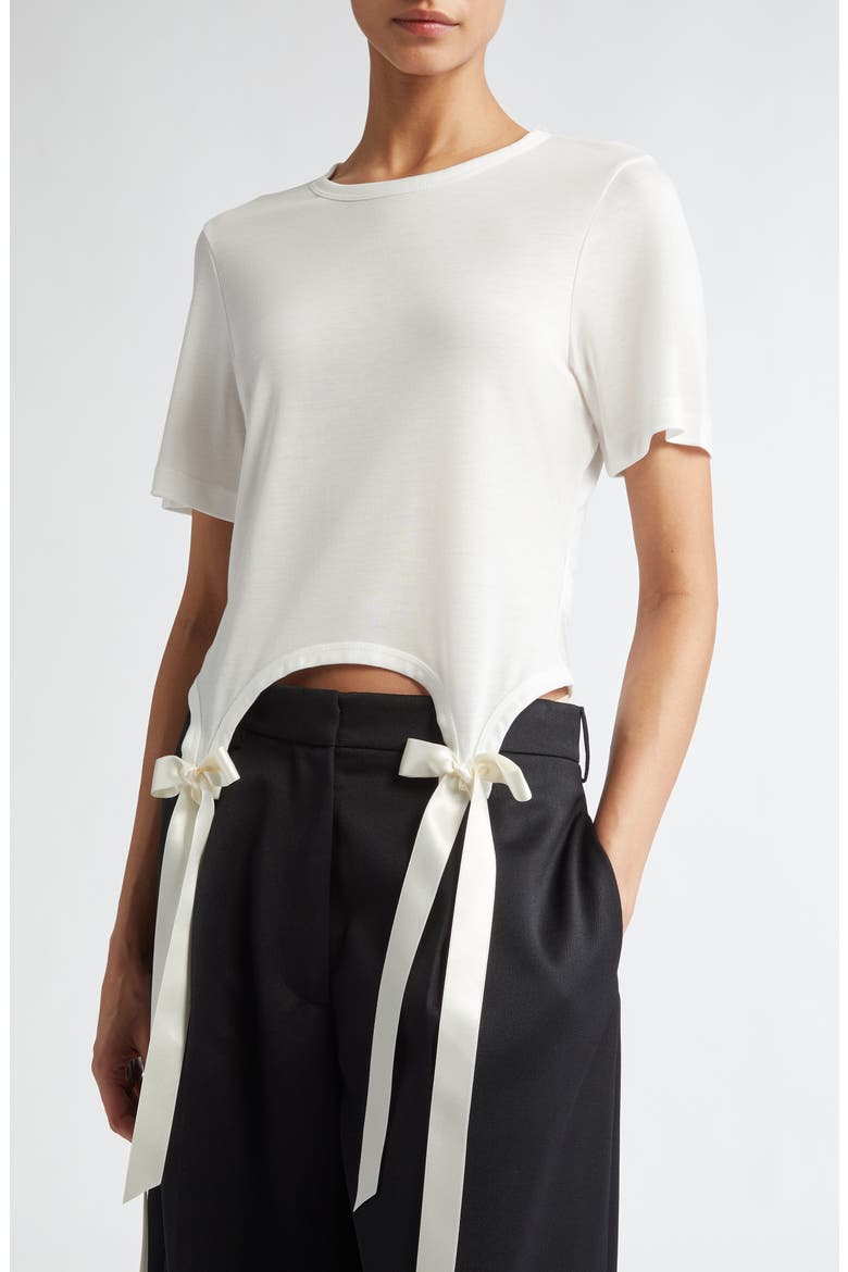 Easy Bow Tails Cotton T-Shirt, Alternate, color, IVORY