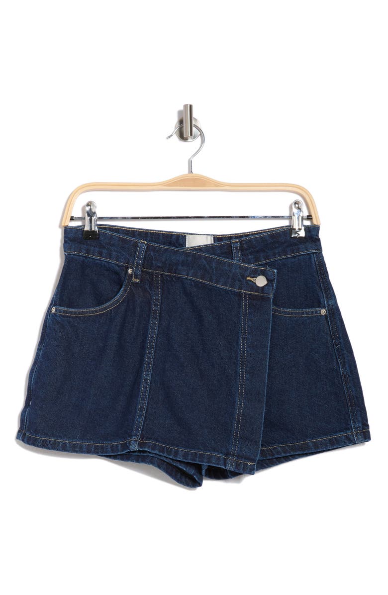 INDUSTRY REPUBLIC CLOTHING Side Button Denim Skort, Alternate, color, Dark Denim