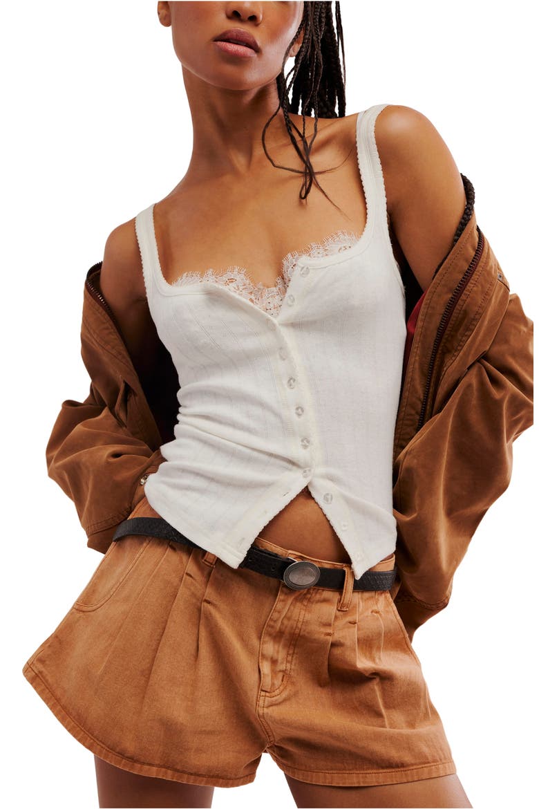 End Game Pointelle Button-Up Tank, Main, color, SUGAR SWIZZLE