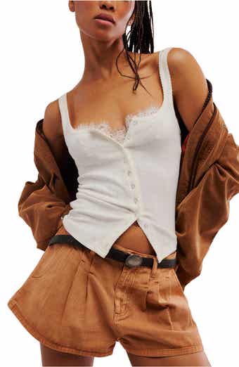Free People End Game Pointelle Button-Up Tank
