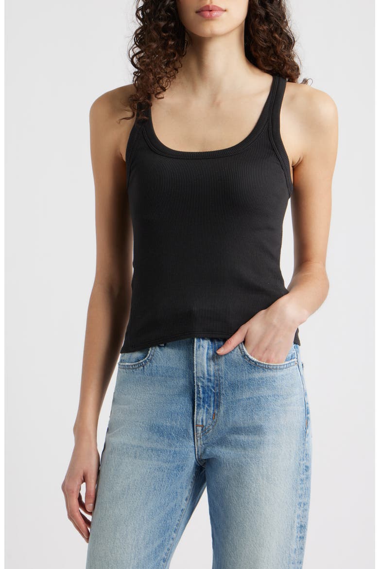 The Essential Rib Tank, Main, color, BLACK