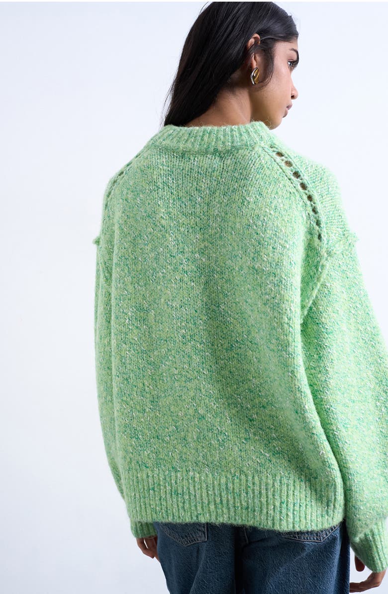 Topshop Oversize Sweater, Alternate, color, Light Green Multi