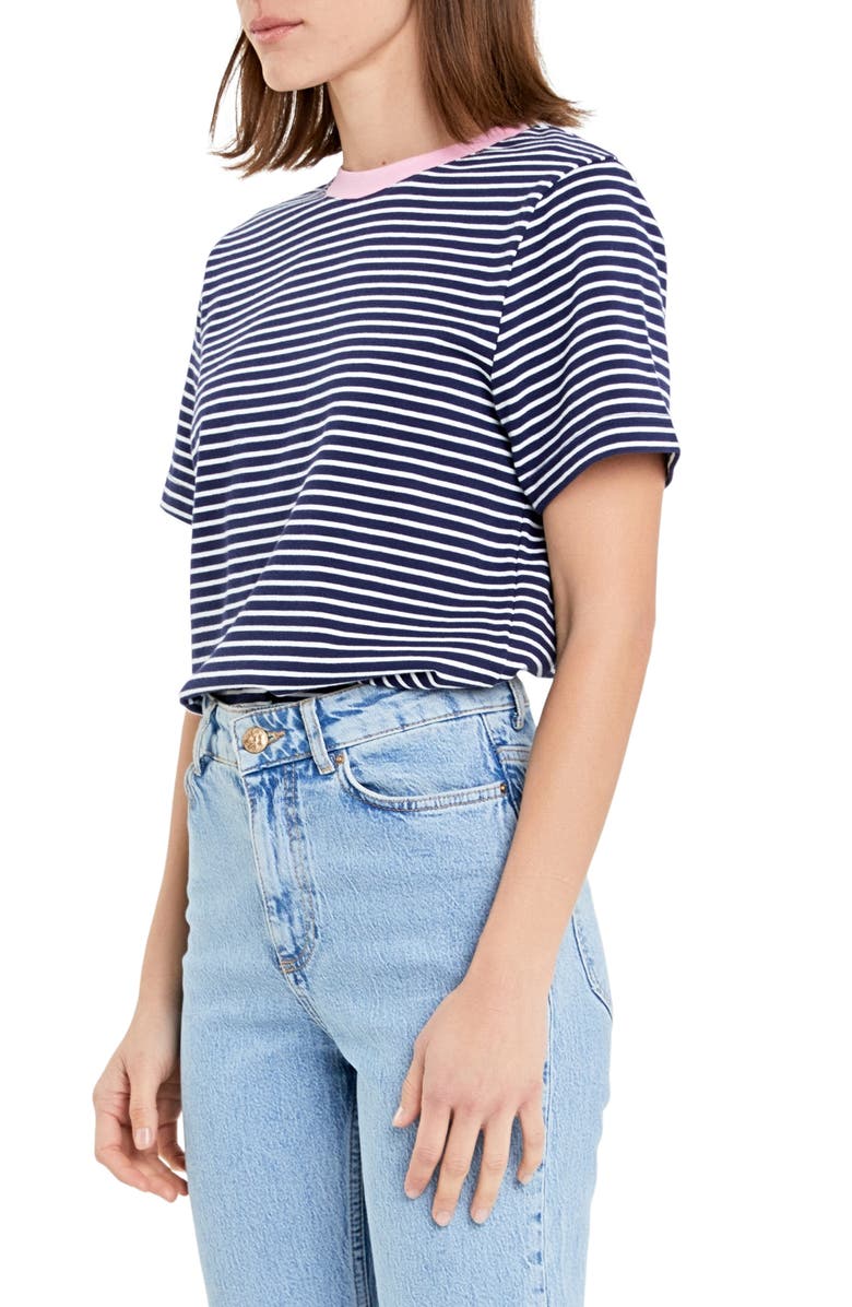 English Factory Stripe Cotton Ringer T-Shirt, Alternate, color,