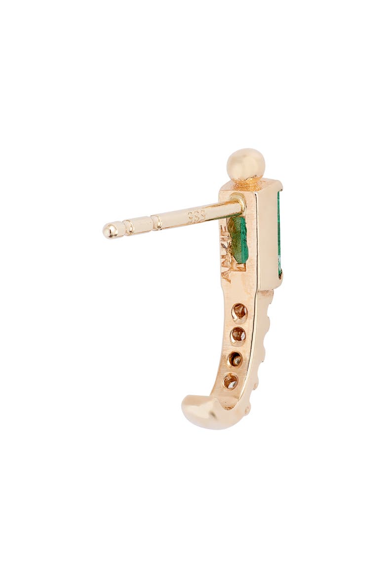 Cleo Diamond & Emerald Half Hoop Earrings, Alternate, color, GREEN