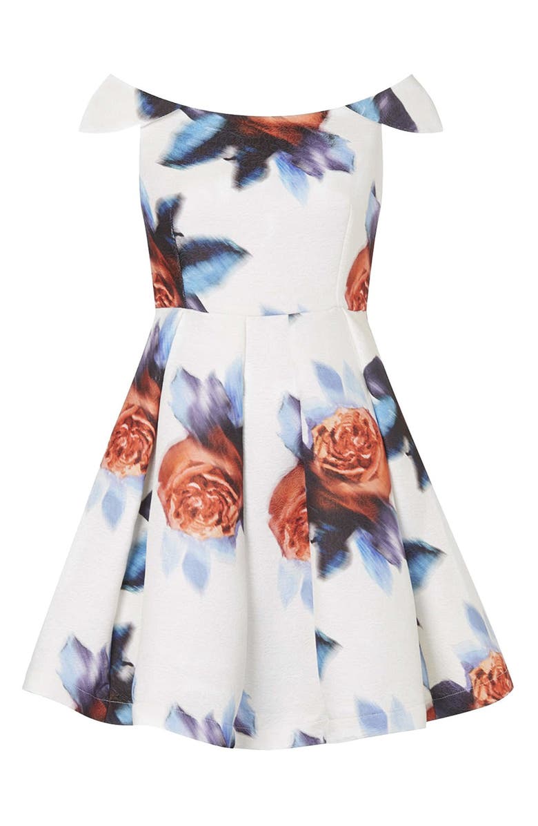 Topshop White Floral Dress, Alternate, color, 